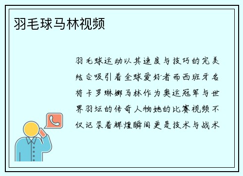 羽毛球马林视频